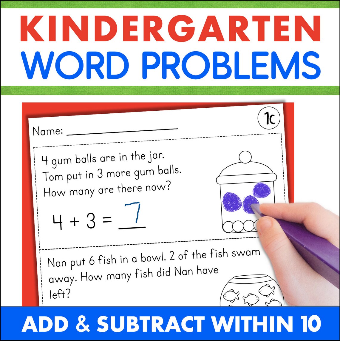 Kindergarten Math Printable Homeschooling Worksheets Addition and ...