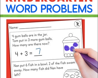 Kleuterschool Wiskunde Afdrukbare werkbladen voor thuisonderwijs Optellen en aftrekken Woordproblemen