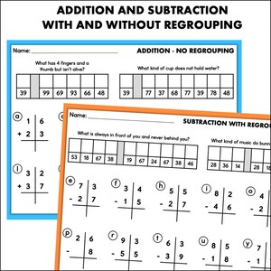 2nd Grade Math Worksheets Riddles Puzzles Addition Subtraction Telling