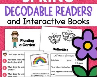 SPRING Printable Books for Beginning Readers Sight Words Decodable Text Vocabulary Picture Cards Homeschool 1st Grade 1