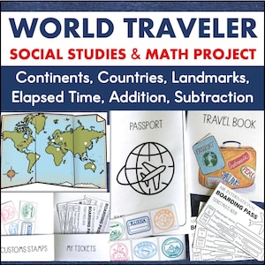 Weltreisende 3.Klasse Mathe Praxis und Geographie Forschungsprojekt Kontinente Länder verstrichene Zeit Aktivität Homeschool Klassenzimmer