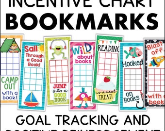 Reading Incentive Chart Bookmarks for Kids Classroom Homeschool Rewards