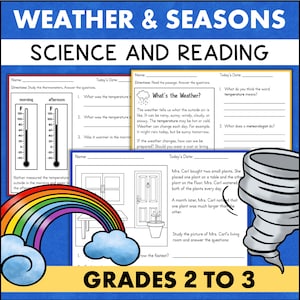 Weather and Seasons Science Reading Worksheets 2nd 3rd Grade Homeschool Classroom Printables