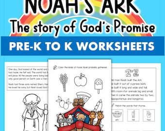Noah's Ark Story Activities and Worksheets Bible Genesis Homeschool Classroom Christian Education