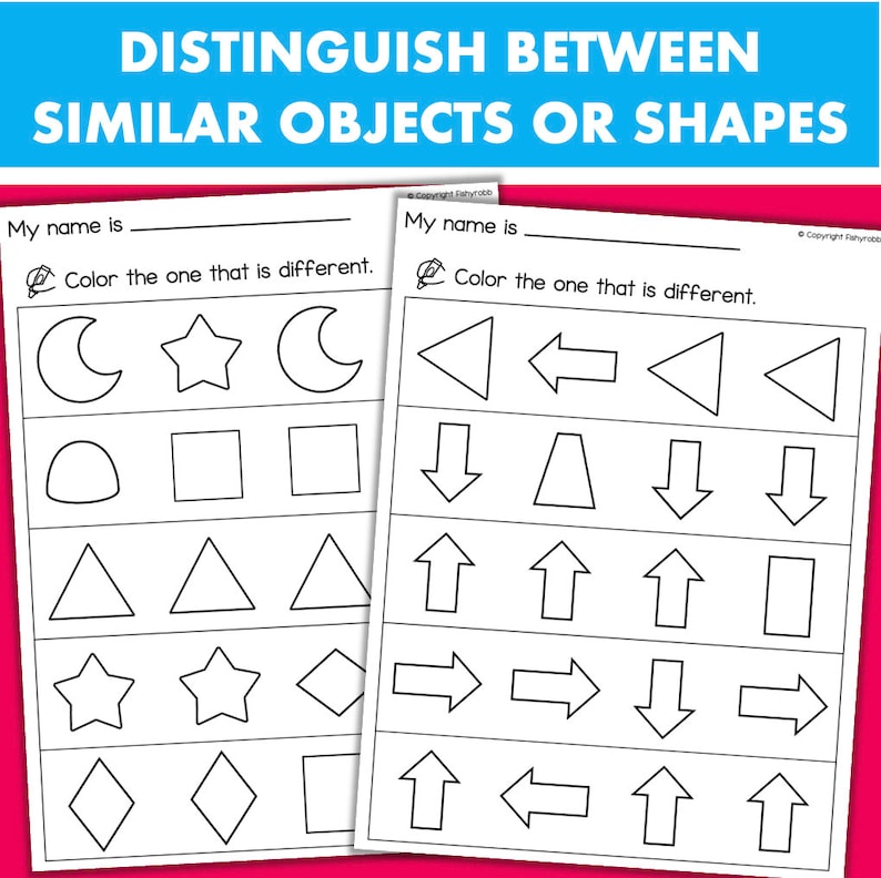 Same and Different Printable Worksheets Visual Discrimination Shapes ...
