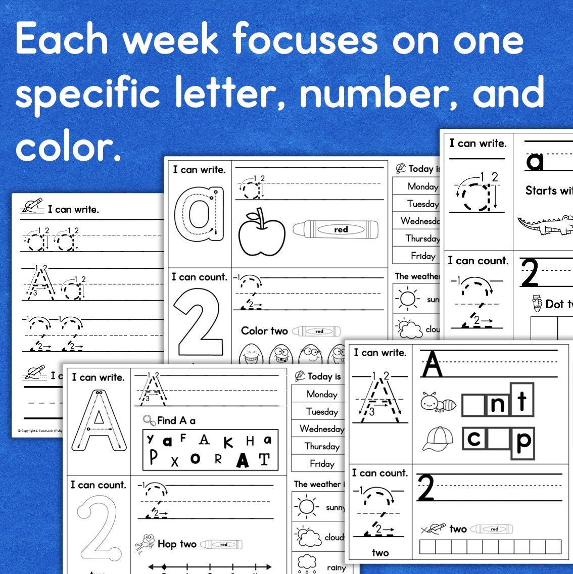 Kindergarten Daily Practice Worksheets FULL YEAR Spiral Review Phonics