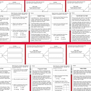 2nd Grade Reading Comprehension Worksheets MAIN IDEA Classroom ...
