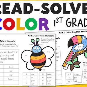 Read Solve Color 1st Grade Phonics and Math Worksheets Long ...