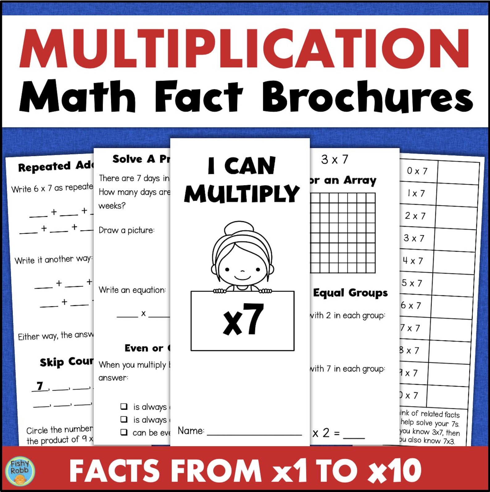 X1 Model Math Multiplication Facts & Strategies Practice X1 Through X10 Tri-fold Math ...