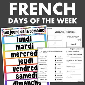 Les jours de la semaine FRANCESE Giorni della settimana Poster e schede didattiche Decorazione per l'aula francese