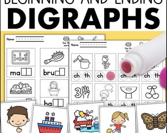 Phonics Learn to Read Words with Digraphs Worksheets Game Kindergarten 1st Grade Homeschool Classroom