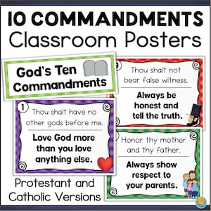The Ten Commandments Printable Posters Christian Classroom Homeschool Sunday School VBS