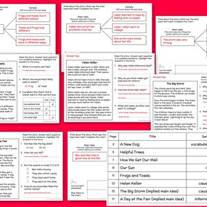 2nd Grade Reading Comprehension Worksheets MAIN IDEA Classroom ...