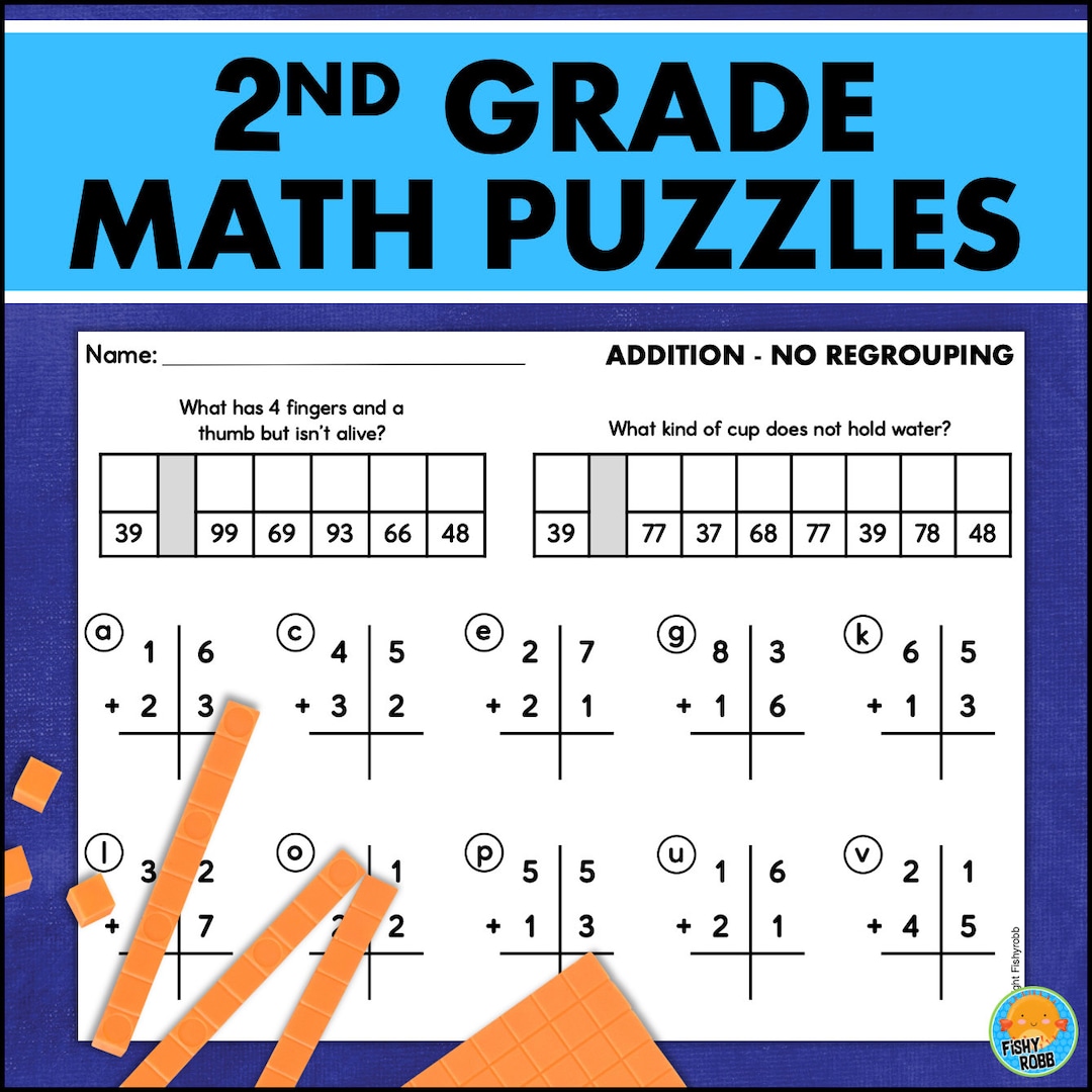 2nd Grade Math Worksheets Riddles Puzzles Addition Subtraction - Etsy