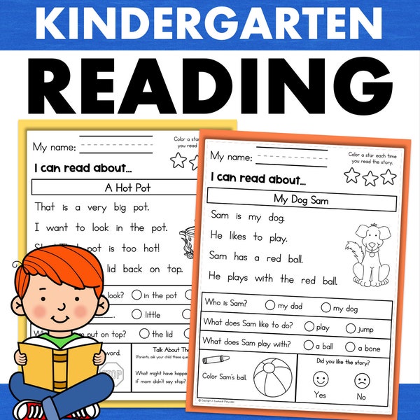 Kindergarten At Home Reading Worksheets - Comprehension Passages - Homeschool Classroom Tutoring