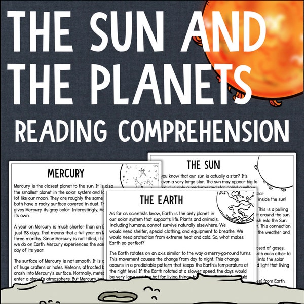 Solar System Sun Planets Reading Worksheets Passages With Comprehension Questions - Etsy