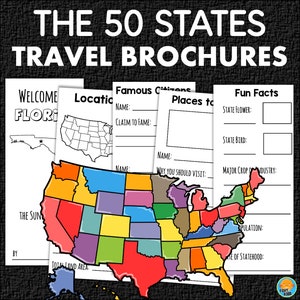 Los 50 estados de Estados Unidos Geografía Investigación Actividad Viajes Folleto Plantillas Educación en el hogar Imprimibles para el aula
