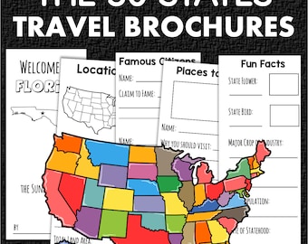 The 50 States United States Geography Research Activity Travel Brochure Templates Homeschool Classroom Printables