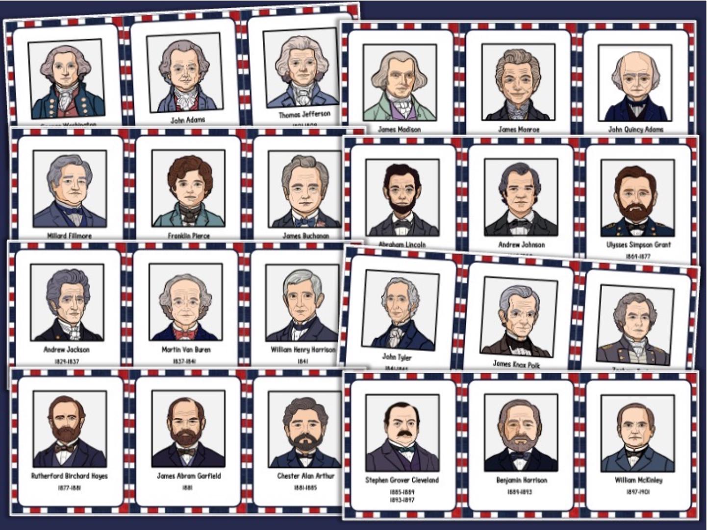 American Presidents Research Fast Facts Flash Cards United States U.S ...