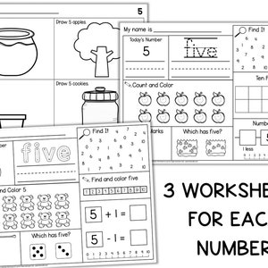 Kindergarten Math Worksheets Learning Numbers 1 to 20 Counting Number ...