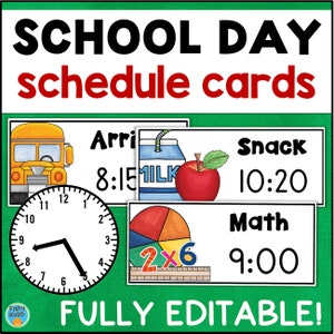 Cartes et horloges d'horaires quotidiens MODIFIABLES pour la rentrée des classes