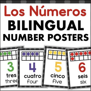 Los Números ESPAÑOL Carteles de números del 0 al 10 Decoración bilingüe para aulas de español