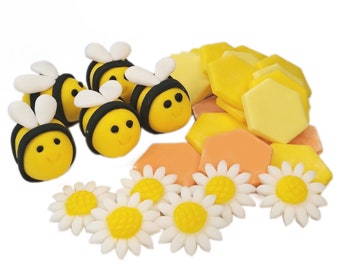 Set de gâteau Abeilles abeille 5 pcs + tuiles + fleurs / PPK6