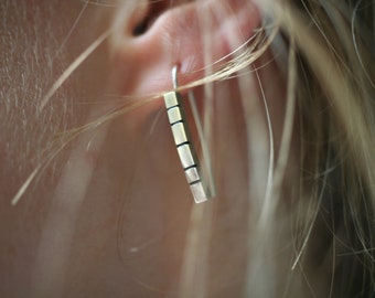 Earrings pair &quot;Strich/Code&quot; - silver with enamel, handmade, jewelry manufacturer Amelang&Lietz