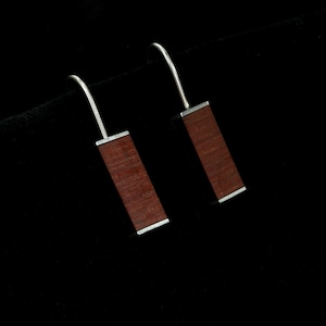 Oorbellen «Sixties» - oorbellen, zilver met teakhout, handgemaakt - sieradenfabrikant Amelang&Lietz