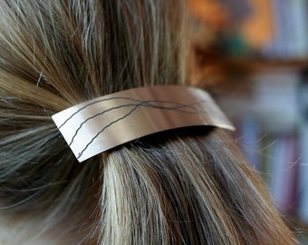 Haarspange «Sinus» - Elegante Spange aus Neusilber, Handarbeit, Schmuckmanufaktur Amelang&Lietz