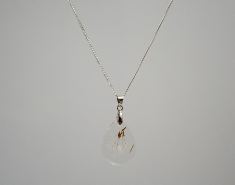 Wish necklace Dandelion jewelry Paired pendants Real flower crystal resin drop Terrarium natural flower Dried flowers jewelry Lover gift