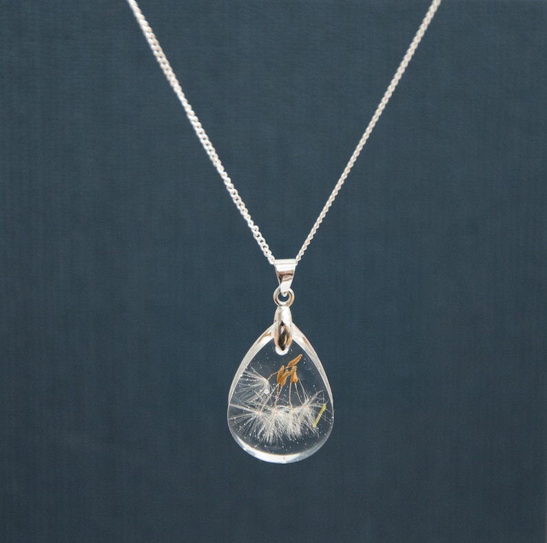 Wish necklace Dandelion jewelry Paired pendants Real flower crystal resin drop Terrarium natural flower Dried flowers jewelry Lover gift