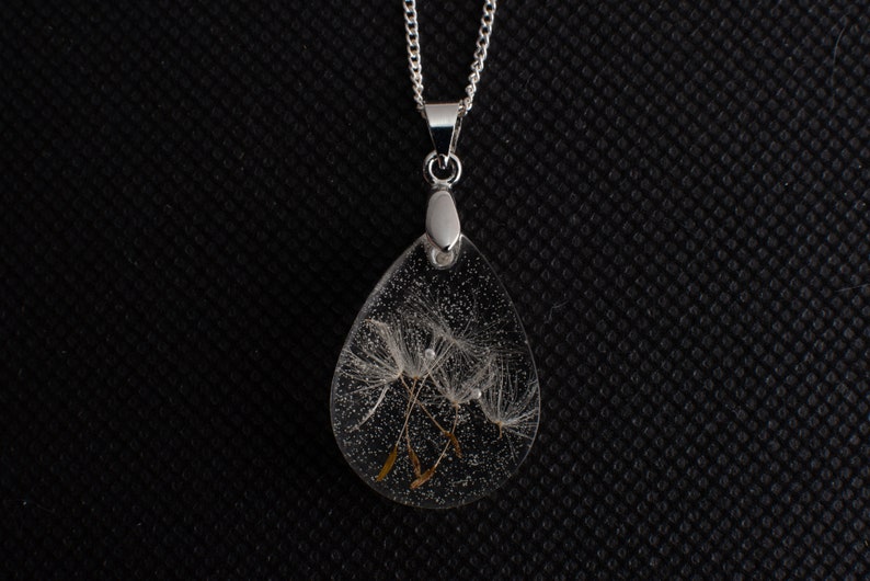 Wish necklace Dandelion jewelry Paired pendants Real flower crystal resin drop Terrarium natural flower Dried flowers jewelry Lover gift