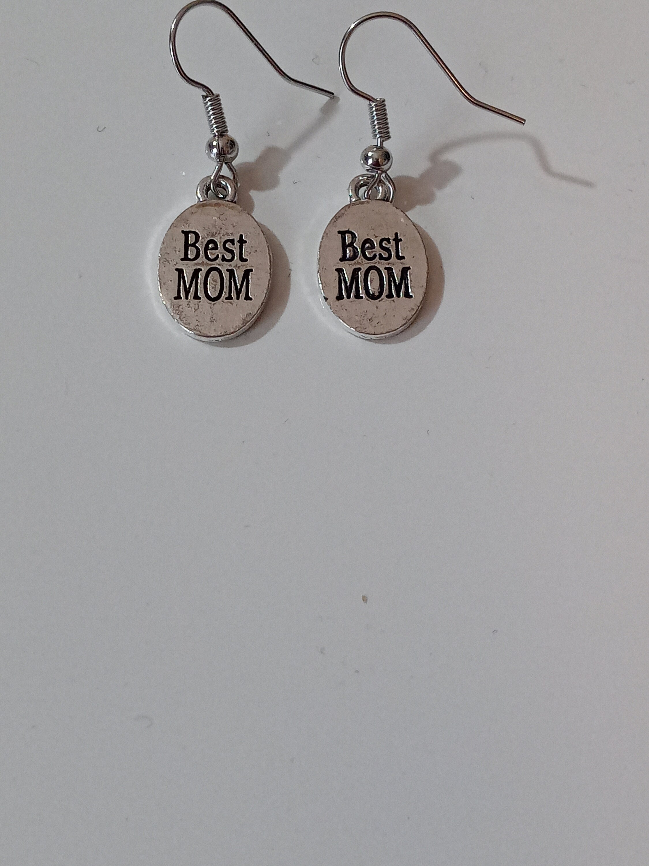 Silver Toned Best Mom Earrings Etsy