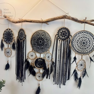Set Black dreamcatchers wall hanging ,black dreamcatcher set- bohemian dreamcatcher/vintage dreamcatcher wall hanging handmade dreamcatcher