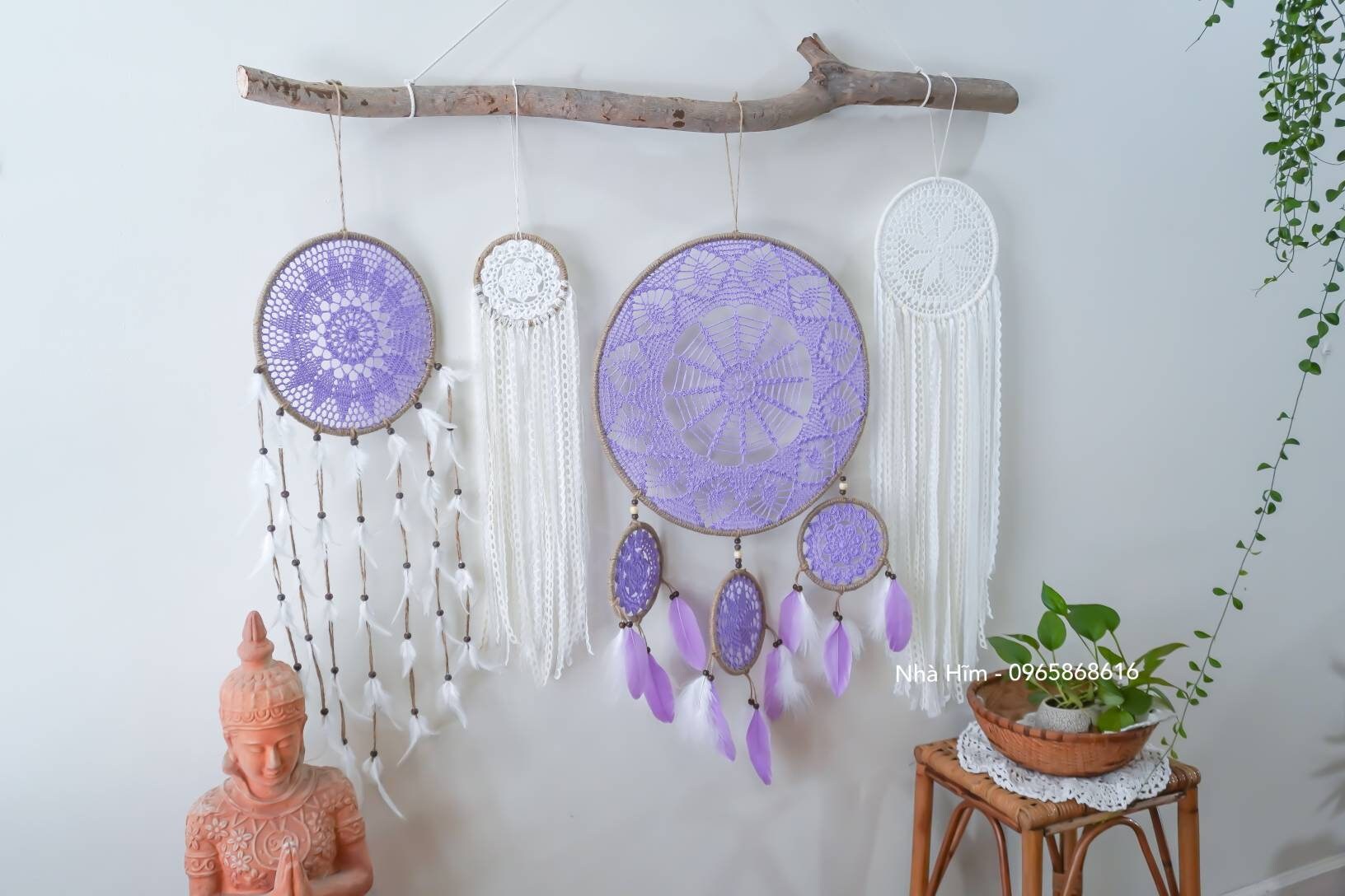 Set of 4 Purple Dreamcatchers Wall Hanging Large Dream - Etsy Israel