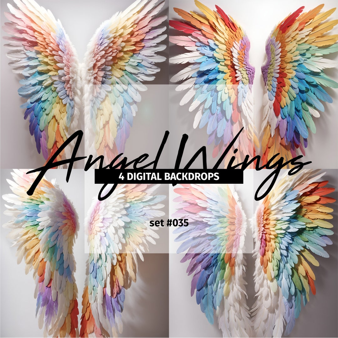 Angel Wings Rainbow White Wings Angel Background Backdrop Digital ...