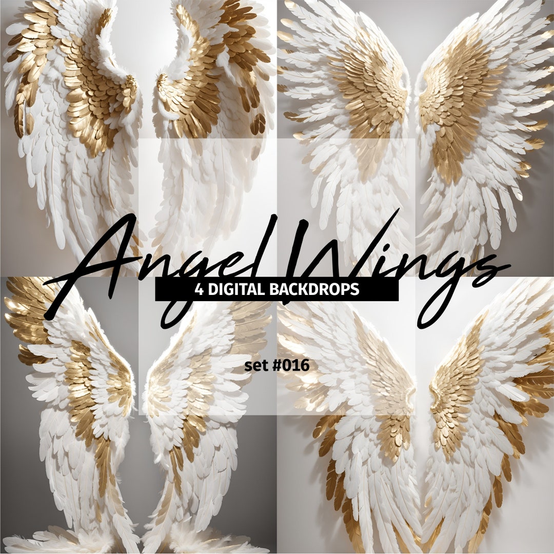 Angel Wings White Gold Wings Angel Background Backdrop Digital ...