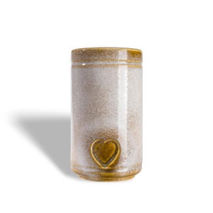 Ceramic Pet Urn with Paw Print: Dog/Cat Memorial, Beige/Gold/Pink
