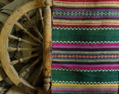 74 quot 31 quot hand spun rag rug, country runner rug, vintage farmhouse hemp rug, loomed colorful striped runner