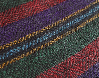4.9yds/26.8" hand woven hemp runner rug, vintage colorful rag rug, antique striped hemp runner, home made farmhouse diamond weave cloth