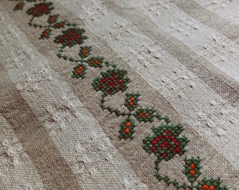 1.8yds/1.1yds discount antique hemp tablecloth, vintage country hemp sheet, natural color striped handwoven table cloth