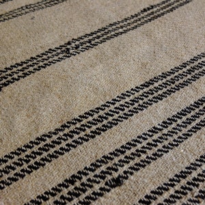 4.75yds/25.6 pure hemp rug runner, antique homespun hemp mat, handwoven striped country runner zdjęcie 4