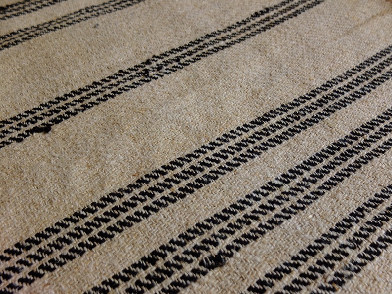 4.75yds/25.6 pure hemp rug runner, antique homespun hemp mat, handwoven striped country runner zdjęcie 4