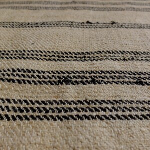 4.75yds/25.6 pure hemp rug runner, antique homespun hemp mat, handwoven striped country runner zdjęcie 6