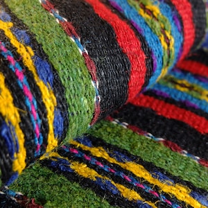 Antique homespun rag rug: 4.54yds/33.5&quot; vintage striped hemp runner, rustic handwoven farmhouse stair runner