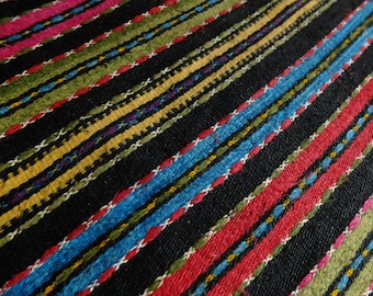 6.42yds/28.7" antique pure hemp rug, plant dyed colorful hand woven rag rug, primitive striped mat, hand loomed vintage country floor runner