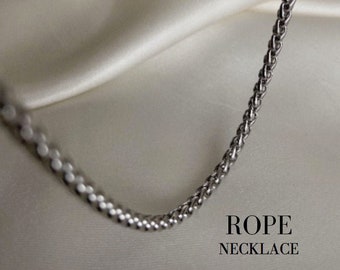 Men&#39;s necklace, stainless steel, simple, man, curb chain silver, simple jewelry, minimalist, thick necklace • Rope Necklace