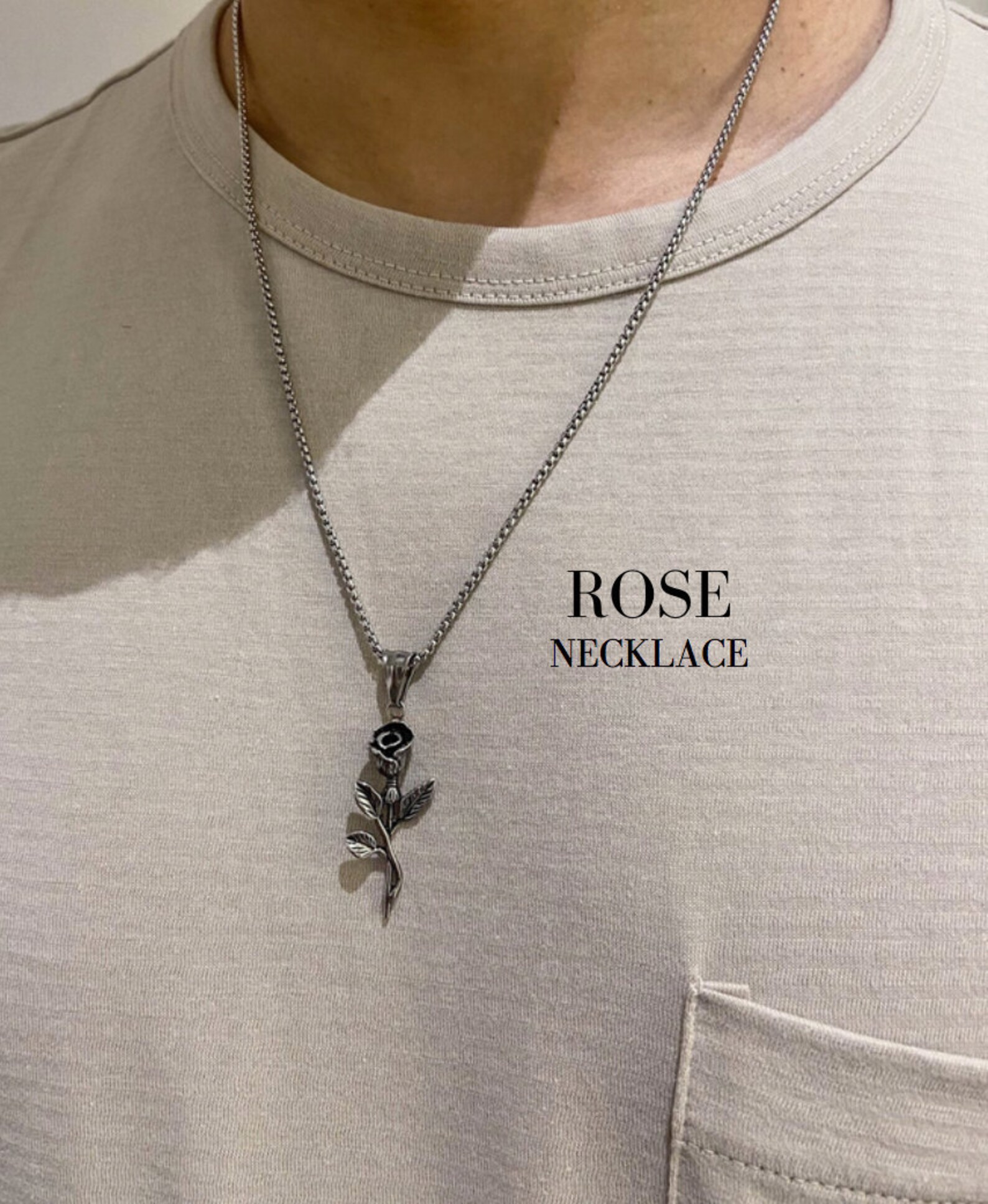 Mens rose pendant necklace Clearance