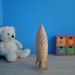 Children's rocket lamp. Rocket-shaped wooden bedside/desk lamp for reading or ambient light, (CH-2 model)